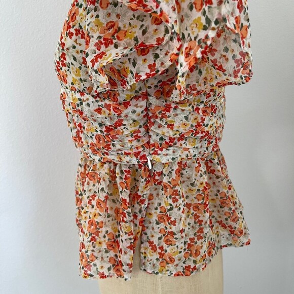 Zara Basic Collection Women Crop Floral Butterfly Sleeves Blouse . Size Medium - Picture 7 of 11